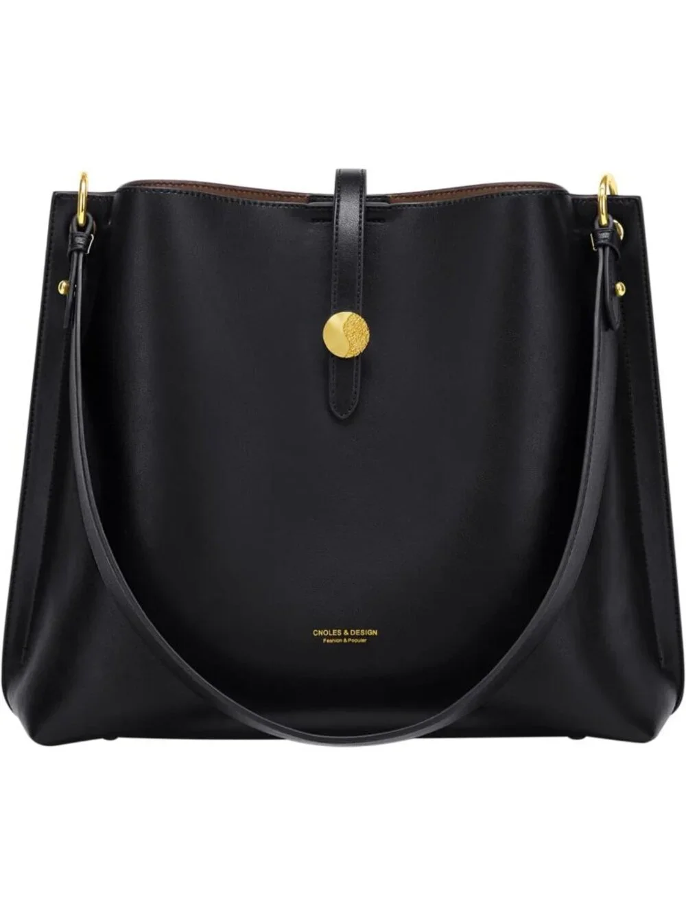 Stylish Genuine Leather Bucket Tote Bag | Adjustable Strap Shoulder Purse